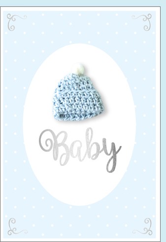 Umschlag. Baby Strickmütze hellblau Hand