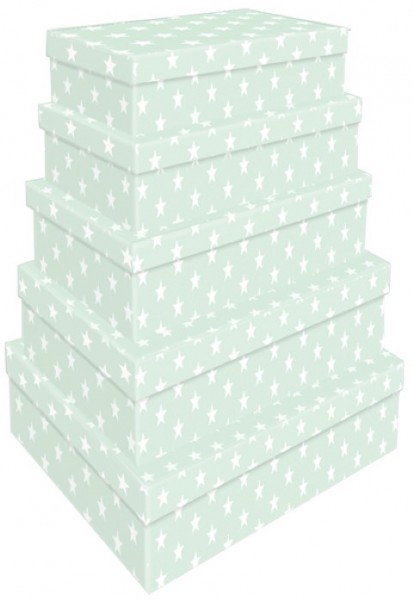 Rechteck Mint Stars 5tlg. groß