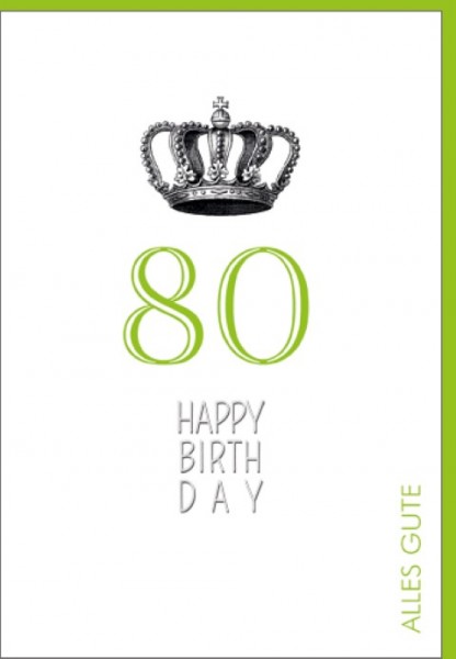 Umschlagk. Happy Birthday Krone 80