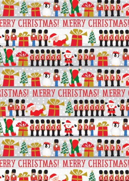Geschenkpapier Weihnachtsreihen bunt