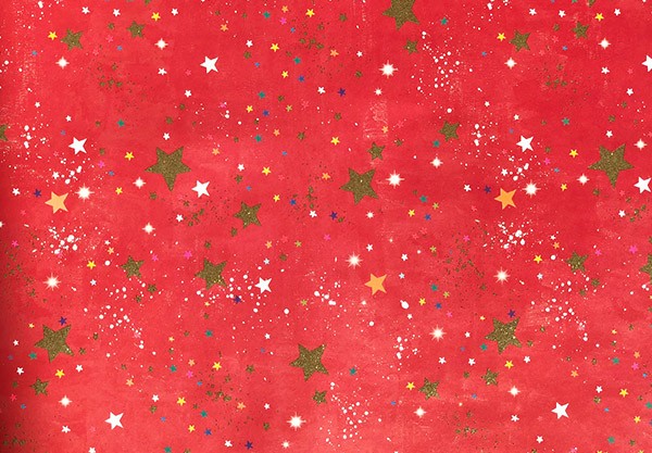 Geschenkpapier Sternchen auf rot mit Glitzer