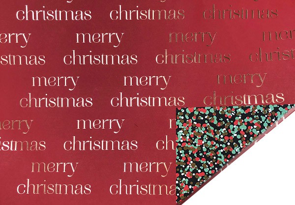Geschenkpapier Merry Christmas Schrift auf rot
