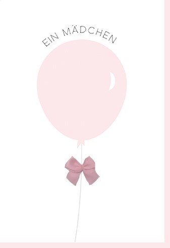 Umschlagk. Luftballon Schleife rosa