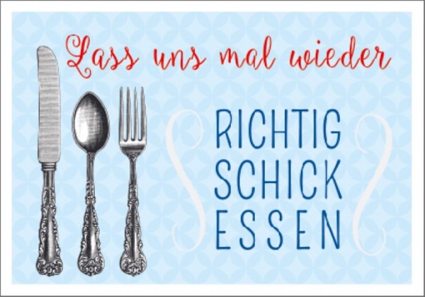 Postk. Vintage Lass uns mal wieder Essen