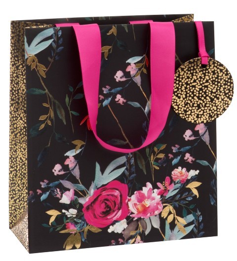 Schwarz - Gold mit Rosen Bag medium
