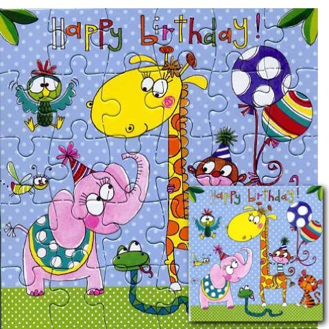 Umschlagk. Puzzle Birthday Animals