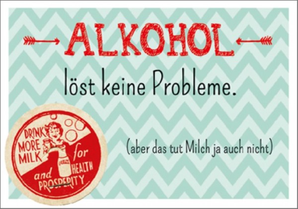 Postk.Vintage Alkohol löst keineProbleme
