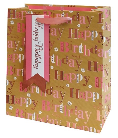 Pink Happy Birthday Bag Medium