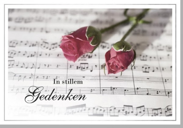 Umschlagk. Gedenken Rose mit Noten
