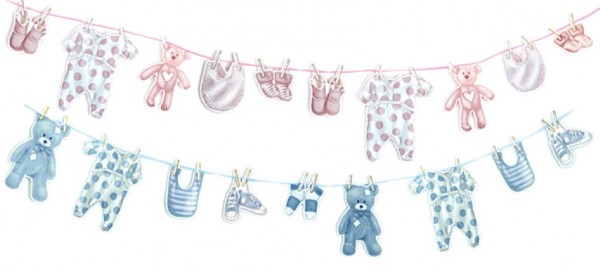 Girlanden Baby blau & rosa