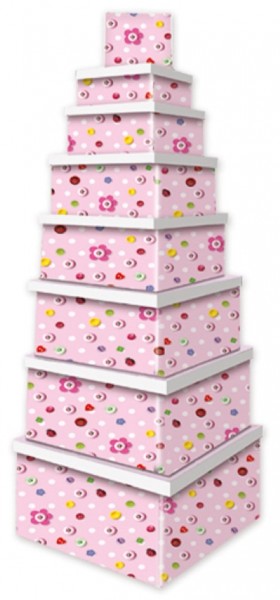 Kart. Recht. hoch Pink Buttons
