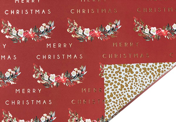 Geschenkpapier Merry Christmas Blütenkranz