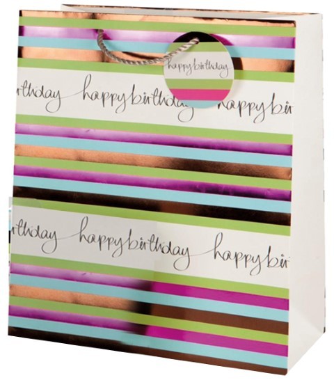 Happy Birthday gestreift Bag large