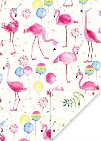 Geschenkp. Flamingos mit Luftballons