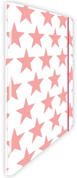 Eckspannmappe Sterne pink-weiß