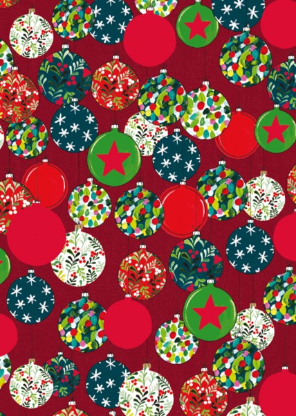 Geschenkpapier Glänzende Weihnachtskugeln