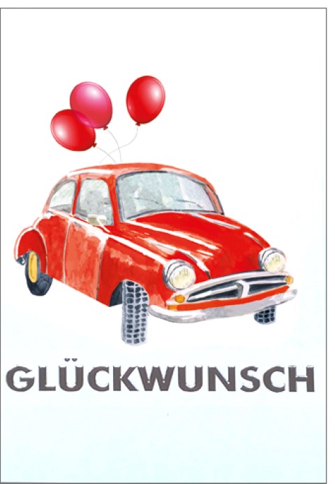 Umschlagk. Auto Glückwunsch Geburtstag und Zahlen Umschlagkarten